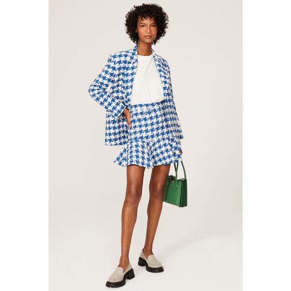 Sandro Sixtine Houndstooth Flounce Mini Skirt Size 6 - Picture 1 of 15
